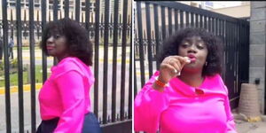 Former UDA Nominated Senator Gloria Orwoba protesting outside parliament buildings after being denied entry on Wendesday, August 27, 2025.