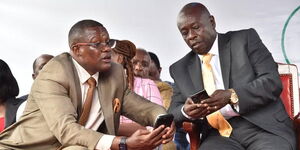 Former Deputy Chief of Staff in charge of Delivery and Government Efficiency, Eliud Owalo (left) and former Deputy President Rigathi Gachagua.