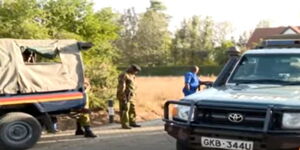 Police vehicles at former Interior Cabinet Secretary Fred Matiang'i's home in Karen on Wednesday February 15, 2022