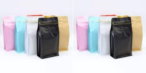 Collage photo of unbranded coffee packaging bags