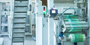 Machines lined up in a packaging factory in Kenya 