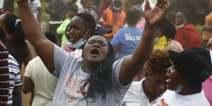 Parents at Kiamaina Primary school protests on Saturday, January 16.