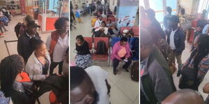 A photo collage of passengers stranded at a local airport on December 30, 2023. 