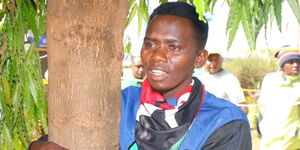 Pastor Jimmy Irungu from Murang'a County, while attempting an 80-hour tree-hug challenge to raise awareness for Cancer.