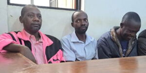 Pastor Paul Mackenzie (far left) and other accomplices in court 