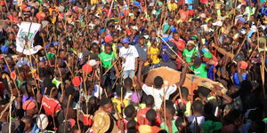 Hundreds of Kakamega residents attending a bullfighting event on November 14, 2025.