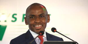 Safaricom Chief Executive Officer (CEO) Peter Ndegwa speaks at an event on January 27, 2023.
