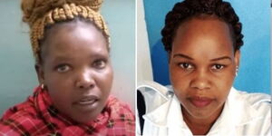 A side by side photo of  Phanice Chemutai, a woman suspected to be Caroline Kangogo and police officer Caroline Kangogo