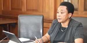 Deputy Chief Justice Philomena Mwilu chairing an interview session for the position of Law Clerks at Supreme Court building on October 14, 2022
