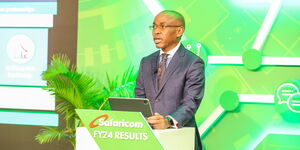 Peter Ndegwa the Safaricom PLC CEO speaking on May 9, 2024 in Addis Ababa