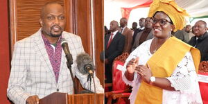 Photo collage of (from left) CS Moses Kuria and Meru Governor Kawira Mwangaza