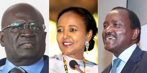 Photo collage of (from left) George Magoha, Amina Mohamed and, Kalonzo Musyoka