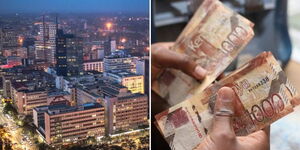 A photo collage of Nairobi City and Kenya Shilling notes
