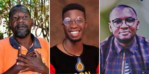 A photo collage of Paul Mackenzie (left), Edwin Chiloba (centre) and Eric Maigo
