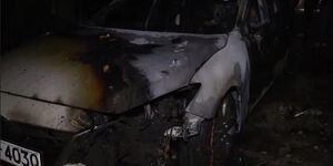 Image of the former secretary general's burnt car