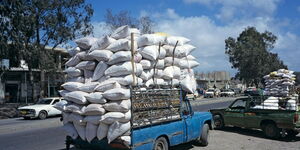 A file image of a loaded pickup truck