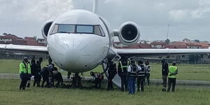 A stuck in mud at the Wilson Airport on March 26, 2024.