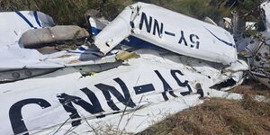 Parts of a plane which was involved in an accident on March 5, 2024.