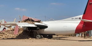 A photo of a plane belonging to Jetways Airlines Fokker 50 that crashed in Somalia on January 18, 2024.
