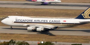Singapore Airlines cargo plane at JKIA airport. 
