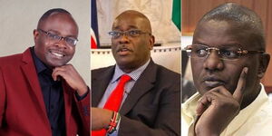 A collage image of former Citizen TV reporter Alex Chamwada, Kenyan ambassador to UK Manoah Esipisu, and former KTN Anchor Louis Otieno
