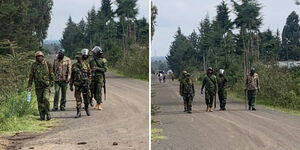 A contingent of police officers outside Naivasha Jayne Kihara's home.