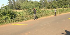 A screengrab of a police road block in Oyugis-Kendubay road