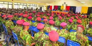 Police Officers during the closing of the Multinational Security Support Mission to the Republic of Haiti Course at the National Police College Embakasi 'A' Campus.