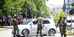 An undated image of police sealing off a road in Nairobi during a past raid