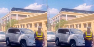 A police officer stops a car in Nairobi on January 28, 2024.