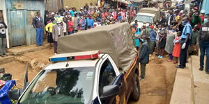 A police car at a crime scene in Kitengela, Kaiado County on July 6, 2022. 