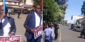 Collage of scenes in Nakuru following a protest by the Law Society of Kenya.