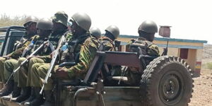 Police officers on a van during an operation in Turkana East on October 4, 2022