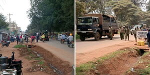 Police officers presiding over eviction and demolition of houses in Trans Nzoia County on February 2, 2024