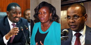 A collage image of Mwangi Kiunjuri, Mary Emase and Danson Mungatana.