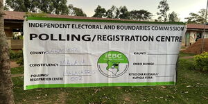 IEBC banner at Malava Primary School in Kakamega County