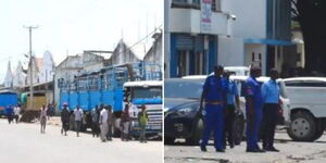 Containers being offloaded at the port of Mombasa. 