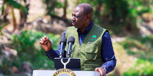 President William Ruto addresing a crowd during the launch Climate WorX at Korogosho Nairobi, September 12