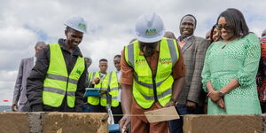President William Ruto (center) during a tour in Nakuru County.
