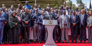 President William Ruto, during the handing over of surveillance vehicles to counties at State House in Nairobi on Friday, May 9, 2025.