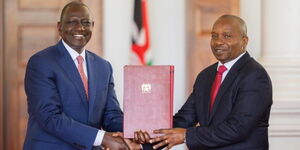 President William Ruto and his Deputy during the assent to law of the Division of Revenue (Amendment) Bill, 2024, the Rating Bill 2022, and the Water (Amendment) Bill, 2024 at State House, Nairobi on December 4, 2024.