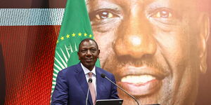 President William Ruto speaking at the Africa Continental Free Trade Area Secretariat in Accra, Ghana on April 4, 2024