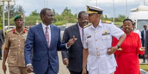 President William Ruto speaks to the new CDF Charles Muriu Kahariri.