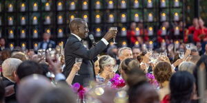 President William Ruto toasts during the White House State Dinner in his honour on Thursday, May 23.
