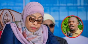 A photo collage of Tanzania's President Samia Suluhu and CHADEMA Deputy Leader John Heche, October 23, 2025.