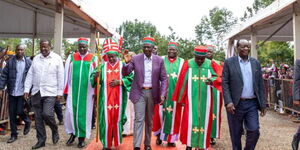 President William Ruto alongside ADC church clergy on Sunday, November 2.