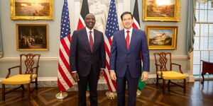 President William Ruto(Left) alongside U.S Secretary of State Marc  Rubio during an agreement  signing on Thursday, December 4 