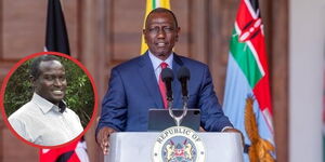 President William Ruto addressing the press at State House in Nairobi and an insert of John Cox.