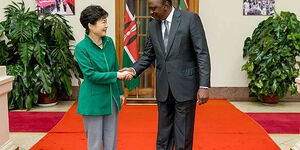 President Uhuru Kenyatta and Former South Korean President Park Geun-Hye when she visited Kenya