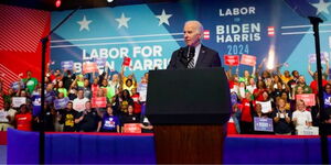 US President Joe Biden addressing labour unions on June 18, 2023.